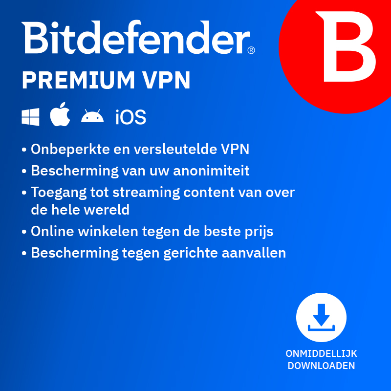 Bitdefender Premium VPN | 10 Apparaten | 1 jaar