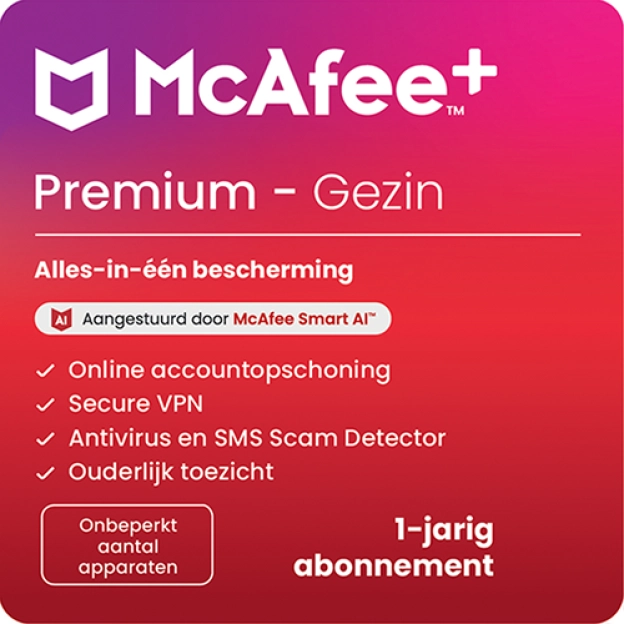 McAfee+ Premium Family | 1 Jaar | Onbeperkt aantal apparaten