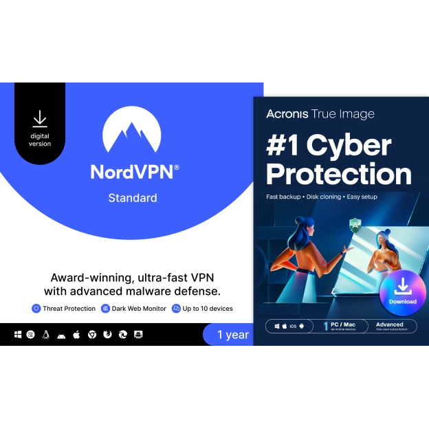 NordVPN | 10 apparaten | 1 Jaar + Acronis True Image Advanced | 50 GB | 1 PC | 1 jaar