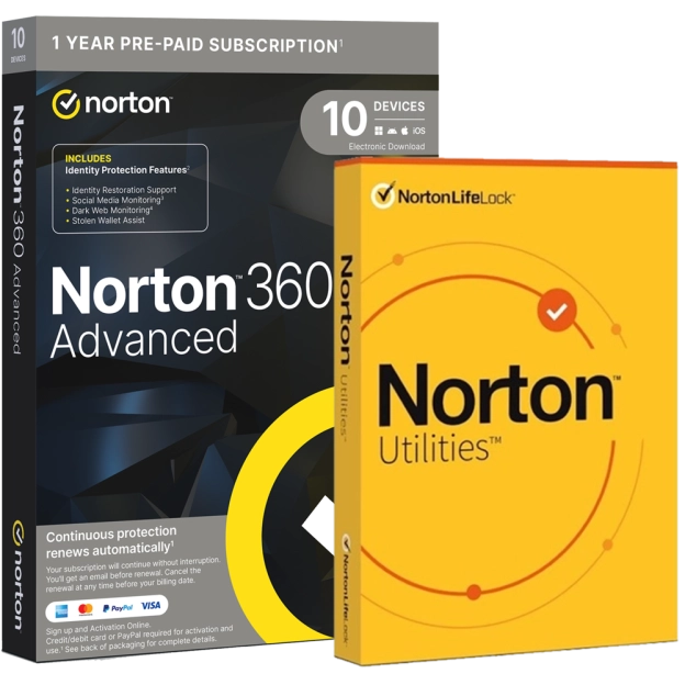 Norton 360 Advanced met Norton Utilities Ultimate | 2025 | 10 Apparaten | 1 Jaar